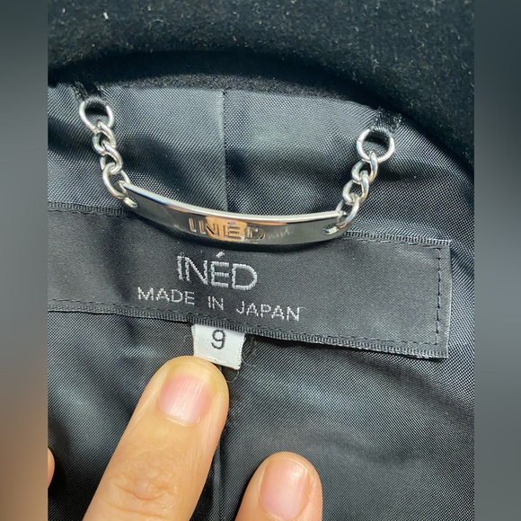 INED Black wool short jacket with belt - Picture 4 of 5